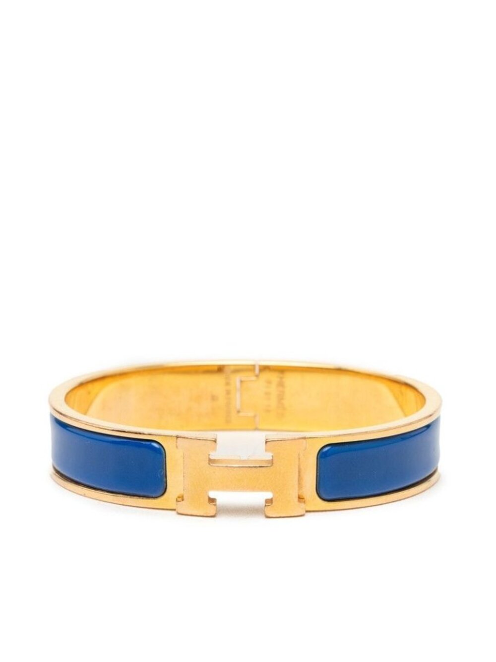 Hermes Clic H PM Bracelet Bangle Gold Blue Plated Enamel